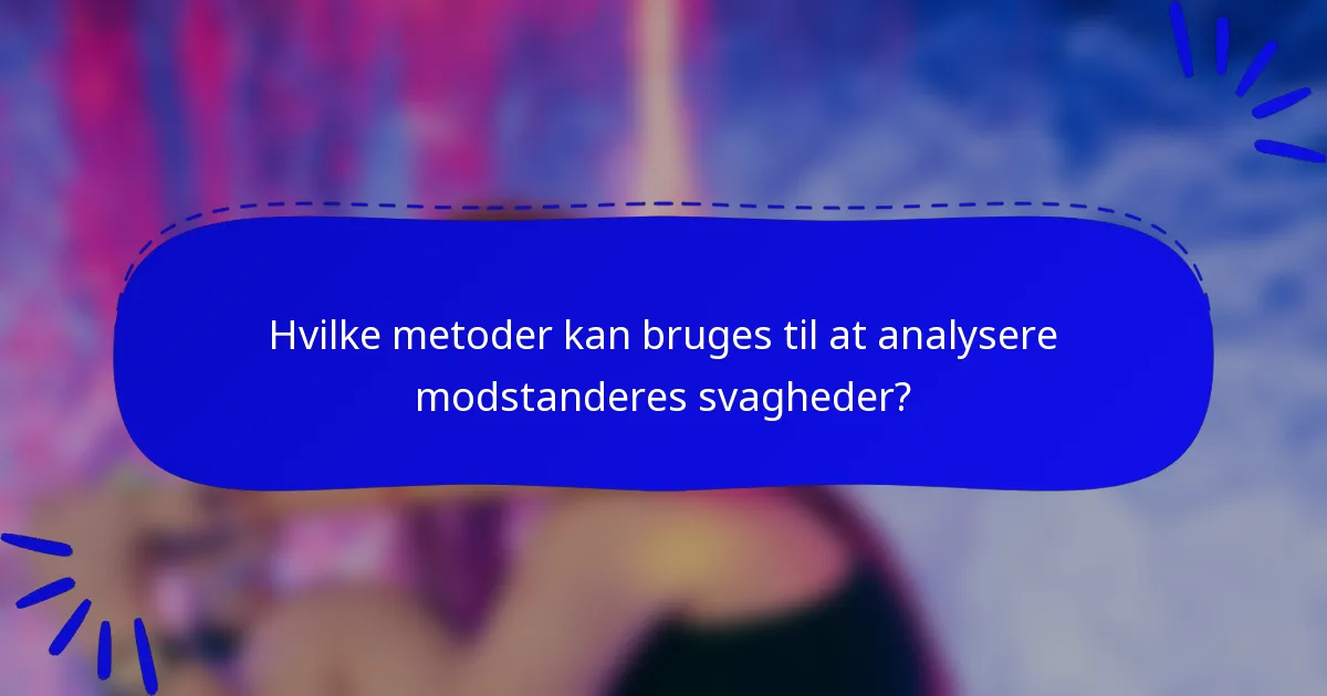 Hvilke metoder kan bruges til at analysere modstanderes svagheder?